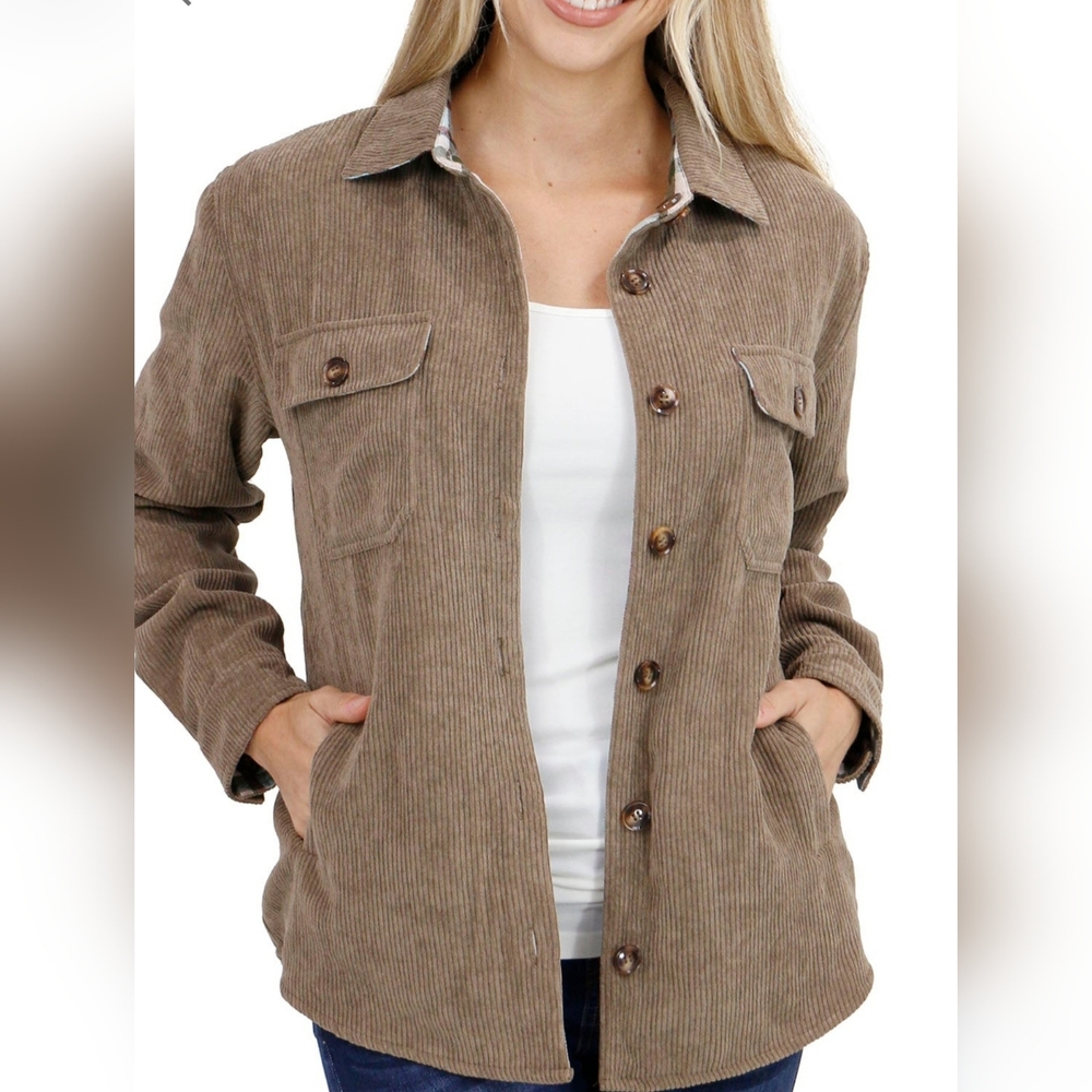 Grace & Lace Tan Corduroy Utility Jacket
